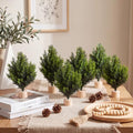 Soulchen 6 Pcs Mini Cedar Christmas Tree, 12" Artificial Tree with Base by Soulchen