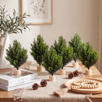 Soulchen 6 Pcs Mini Cedar Christmas Tree, 12" Artificial Tree with Base by Soulchen