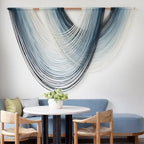 Macrame Wall Hanging Large handmade Navy Blue Ombre Fiber Art 57"W*39"L - Image 4