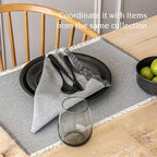 Over&Back Set of 4 Woven Frayed Chambray Placemats - Colorful Dining Table Mat - Hand-Finished Frayed Edges - 100% Cotton - Machine Washable - Kitchen and Home Decor - Grey - 14" L X 20" W - Image 3