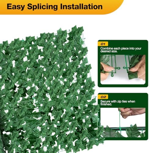 Artificial Ivy Privacy Fence Wall Screen, 79 x 118 in Garden Fake Hanging Plants Vines, Aesthetic Faux Greenery Garland Leaves with Strengthened Joint Prevent Leaves Falling Off for Outdoor Decor - Image 4