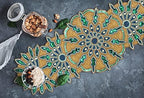 Hand Beaded Green Gold Glitz Table Runner 13x36 Easter - Image 2
