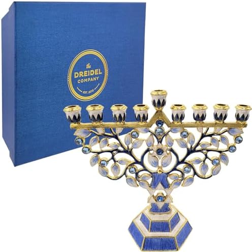 The Dreidel Company Hanukkah Menorah Enamel Hand-Painted Enameled Metal - Image 2