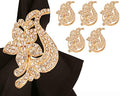 Floral Rhinestone Crystal Table Napkin Rings, Gold Tone, Set of 6 by Indtresor
