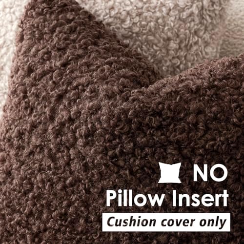 Foindtower Decorative Fuzzy Faux Fur Throw Pillow Covers 22x22 Red Brown - Image 3