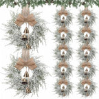 Civaner 12 Pcs 10" Mini Christmas Cabinet Wreaths with Bells and Ribbon by Civaner