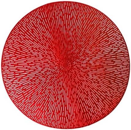 Snowkingdom Red Valentines Placemats Set of 18, Round Vinyl Hollow 15 Inch Metallic Place mats, Washable Wipeable Non Slip Stain Heat Resistant Dining Table Mats for Wedding Christmas Party Decoration by Snowkingdom
