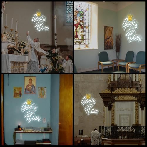 Horseneon Gods Plan Neon Sign Jesus White LED Sign for Bedroom Living Room - Image 4