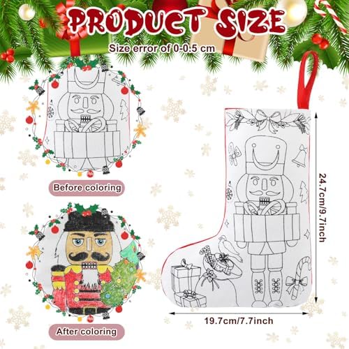 Zhanmai 24 Pcs Color Your Own Christmas Stocking Kit - Image 2