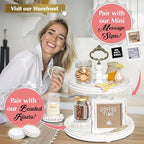 2 Tiered Tray Wooden Serving Stand by Felt Creative Home Goods. Small Shabby Chic Beaded Tray for Home Decor Display Farmhouse Country Decoration Kitchen or Dining. Includes 3 Custom Handles (White) - Image 5