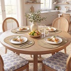 MOSAYT Vinyl Faux Leather Oval Placemats, Set of 8, Apricot - Image 2
