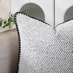 Chenille Pillow Covers 18x18 Black Striped 2 Pack - Image 5