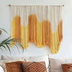 IOWER Macrame Wall Hanging Yellow Dip Dye Boho Fiber Wall Decor 27" x 26.8" - Image 2