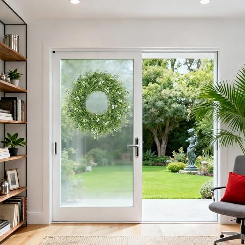24 Inch Summer Wreaths for Front Door Wreath Spring Outdoor Green Door Wreath for All Seasons Porch Living Room Bedroom Window Wall Indoor Outdoor Farmhouse Home Decoration - Image 5