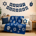 Remagr 50x60 Inch Hanukkah Throw Blanket Microfiber Menorah Jewish Decor - Image 4