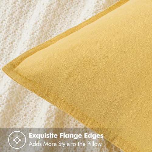MIULEE Decorative Linen Pillow Covers 20x20 Inch Yellow - Image 2