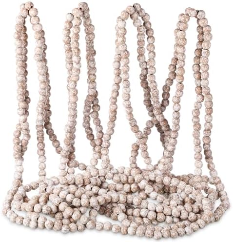 Fairysandy 39.3 ft Frosted Wooden Bead Garland Christmas Farmhouse Decor - Image 3