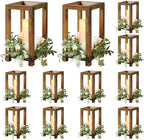 12Pcs Wooden Lanterns Wedding Centerpiece for Decorative, Rustic Candle Holder Decorative for Wedding Party, Flameless Candle Lantern for Valentine Wedding Table Decor by Gloserin