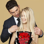 EIGHTOWN Roses Bouquet Artificial Flower - Preserved Red Rose Flowers with Love Necklace for Her - Unique Gifts Valentine's Day, Mother's Day, Thanksgiving, Birthday, Anniversary - Image 4