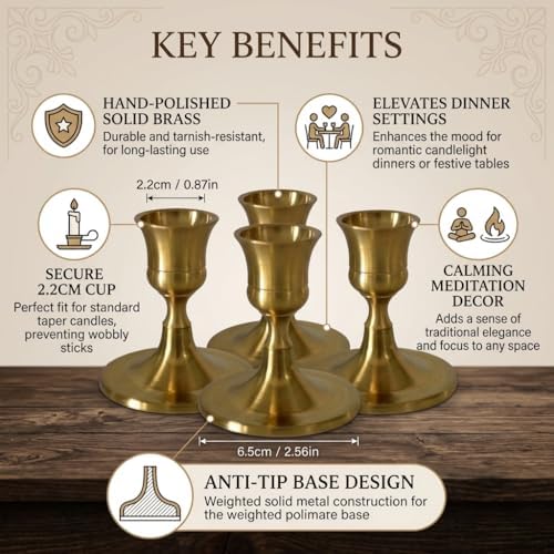 Bronze Wine Glass Metal Candlestick Holders - Vintage Modern Metal Taper Candle Holders, Decorative Centerpiece for Table Mantel, Wedding Kitchen Home Decor, Wedding Gift,30Pcs - Image 6