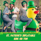 Hungdao 1 Pc 4 ft St. Patrick's Day Inflatable Duck Giant Blow up Rubber Duck with Lucky Shamrock Hat for St. Patrick's Day Golf Cart Parade Outdoor Yard Lawn Decorations (Air Pump Not Included) - Image 3