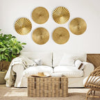 Briful 12" Gold Wall Décor Pack of 3 Metal Starbursts Radial Plate Wall Art Modern Accent Hanging Wall Decorations For Home Office Bedroom Or Living Room Wall Sculptures - Image 4