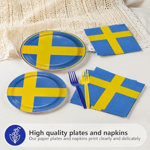 96 Pcs Sweden Flag Themed Party Decorations, Serves 24 - Image 3