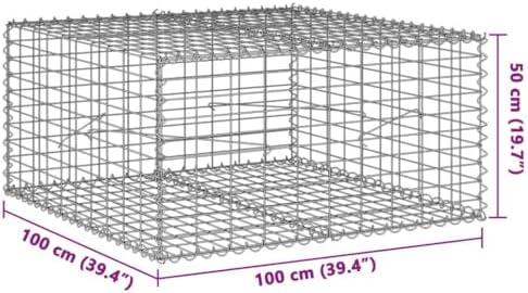 vidaXL Gabion Basket with Cover 39.4"x39.4"x19.7" Galvanized Iron - Image 3