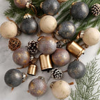 24 Pcs Neutral Christmas Ornament 2.36'' Textured Tree Decor,Copper - Image 2
