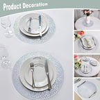 Snowkingdom Silver Placemats Set of 18, 15 Inch Round Metallic Hollow Vinyl Place Mats, Washable Wipeable Non Slip Kitchen Dining Table Mats for Christmas Thanksgiving Holiday Wedding Party Decoration - Image 4