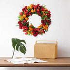 UIYIHIF 20 Inches Tulip Wreath, Artificial Flower Handmade Floral Wreath for 2023 New Spring, Simulation Round Spring Garland Wreath for Front Door Wedding Wall Home Decor - Image 4