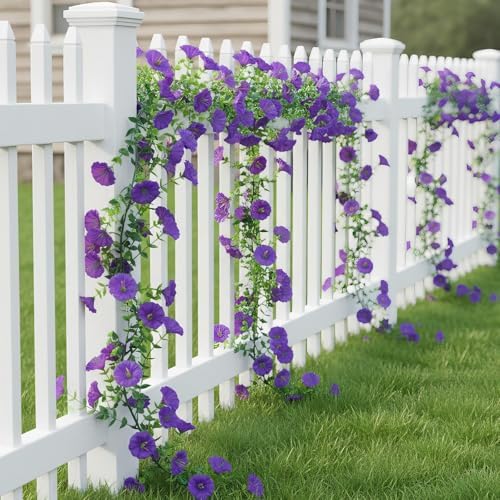 GTIDEA 6Pcs Artificial Hanging Morning Glory Flower Garland Purple 36Feet - Image 7