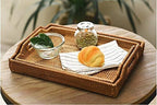 Hand-Woven Rattan Rectangular Serving Tray with Handles for Breakfast, Drinks, Snack for Coffee Table (14.5x10.2x1.4inches) - Image 5