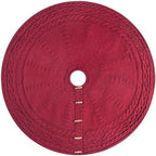 36-Inch Cable Sweater Knit Christmas Tree Skirt with Wooden Toggles, Burgundy - Image 2