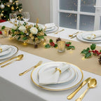 PapaKit Sparkle Metallic Gold Stripes Faux Burlap No-Iron Table Runner 13.5" x 36ft (12 Yard) for Holidays, Wedding Decoration, Parties and Everyday Décor by PapaKitCreativeDecoration