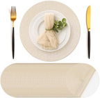 Geosar 120 Pcs Disposable Paper Placemats Round Paper Placemat, Beige by Geosar