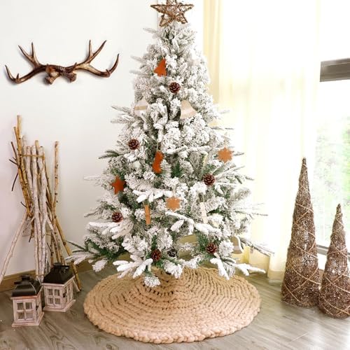 36 inch Christmas Tree Skirt: Chunky Knit Tree Skirt for 6ft Tree, Crochet Beige Small Tree Skirt, Vintage Tree Skirts, Rustic Farmhouse Christmas Decorations - Image 6