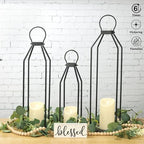 Perfnique Modern Farmhouse Lanterns, Set of 3 Black Metal Lanterns w/ 6hr Timer Flickering Flameless Candles, Decorative for Outdoor Decor, Front Porch, Indoor, Patio, Garden, Fireplace, Christmas - Image 2