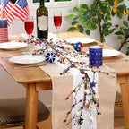 Wavwavw 59 Inches 4th of July Patriotic Garland Lighted Red White Blue Memorial Day Garland Artificial Star and Berry Lights Battery Operated 250th Anniversary Decor for Home Mantle Fireplace Table - Image 2