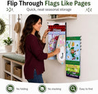 Garden Flag Organizer & Storage Rack, No-Fold Wall Mounted Yard Flag Holder for Seasonal Small Garden Flags, Holds Up to 10 Flags, Black Anodized Aluminum - Image 2