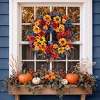 BLOSMON 24in Fall Wreaths for Front Door, Sunflower Fall Wreath with Hanger - Image 6