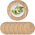 6 Pack Woven Placemats, Round Wicker Placemats, Rattan Place mats, Natural Hand-Woven Water Hyacinth Table Mats, Braided Straw Table Mats for Dining Table (15 inch) by XIMISISE