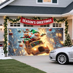 Christmas Garage Door Banner – Flying Elf & Reindeer in Festive Taxi with Gifts, UV Light-Responsive Yellow Glow, Large Outdoor Holiday Mural for Porch & Living Room,16 x 7ft/4.8 x 2.1m - Image 6