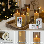 12-Pack Gray Acrylic Flameless LED Candles with Embedded String Lights - Remote Control for Holiday & Home Decor,Wedding. - Image 5