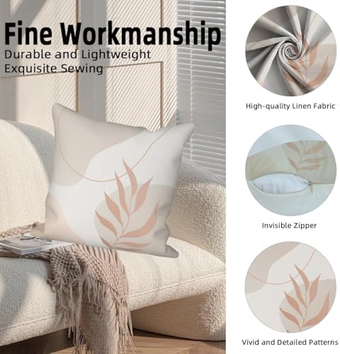 Abstract Boho Throw Pillow Covers 26"x26" Set of 4, Morden Minimalist Geometric Leaves Cushion Cover for Sofa Chair Couch Bed Office Garden Patio Farmhouse Indoor Outdoor Decorative - Image 2