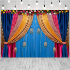 9x6ft Indian Traditional Festival Backdrop India Pooja Diwali Ceremony Photography Background Hindu Wedding Mehndi Party Banner Decorations Photo Studio Props - Image 3