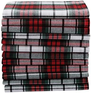 DG Collections Dinner Napkins, 100% Cotton Over Sized Kitchen Napkins, Set of 12 Pack (19 x 19 Inch) Red/White/Green Plaid Napkin for Christmas and Thanksgiving - Image 4