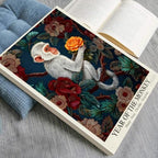 Chinese Lunar Year of the Monkey Art Print – Vibrant Orange Rose & Floral Pattern Zodiac Wall Decor Dark Blue Oriental Aesthetic Home Decoration Poster for Bathroom Bedroom 12X18 in Black Framed - Image 3