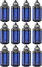 Vela Lanterns Decorative Indoor Moroccan Candle Holder, Cobalt, M, 12-Pack by VelaCandleLanterns