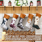 6 Pack Cow Print Christmas Stockings 20 Inch Large Plush Xmas Animal Cuff Stockings Hanging Ornaments Socks for Western Fireplace Mantel Stairway Decorations(Brown Cuff) - Image 5